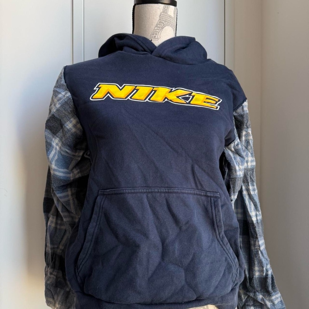 Nike reworked one of a kind hoodie with flannel sleeves